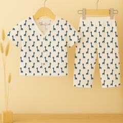 Organic Cotton Muslin Jhabla and Pant Set | Muslin Clothing For Newborn Babies | Half Sleeve Baby Jabla and  Bay Pajama Co-Ord Set | Giraffe | Set of 1