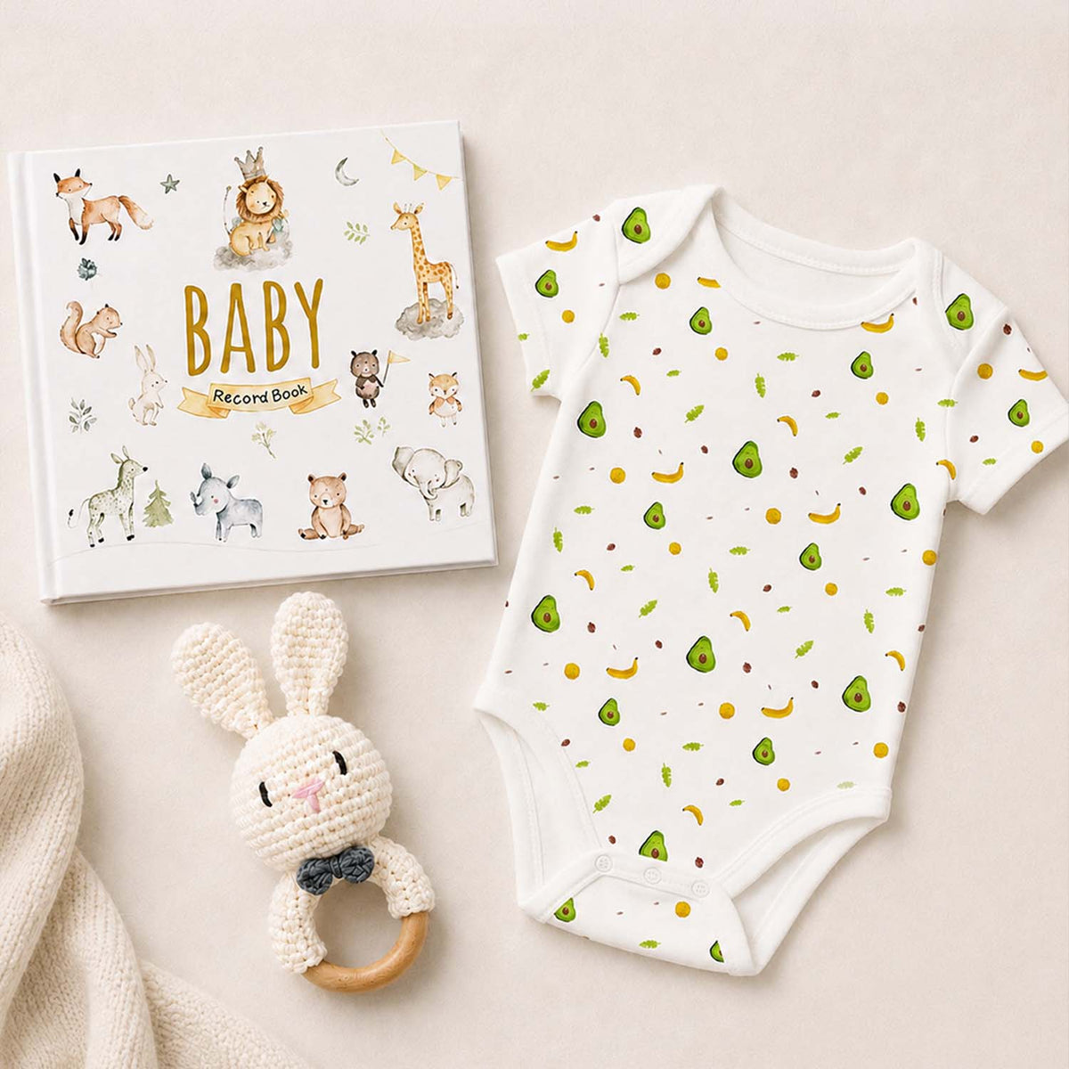 Newborn Baby Homecoming Gift Set | Newborn Essential Gift Hamper | Soft, Gentle & Thoughtful Newborn Gift | Avocado | Pack of 3