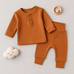 Ribbed Organic Cotton Co-ord Set For Newborn, Infant & Toddler Baby | Soft & Breathable Baby Outfit | Baby Dress | 0-12 Months