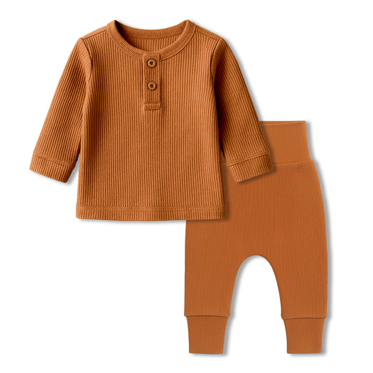 Ribbed Organic Cotton Co-ord Set For Newborn Baby | Soft & Breathable Baby Outfit | Baby Dress | 0-6 Months