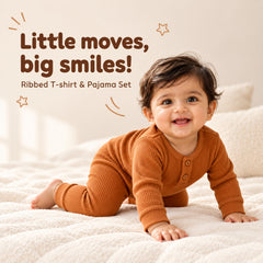 Ribbed Organic Cotton Co-ord Set For Newborn, Infant & Toddler Baby | Soft & Breathable Baby Outfit | Baby Dress | 0-3 Years