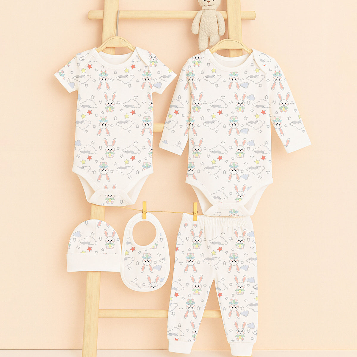 Baby Essential Gift Set | Baby Clothing Gift Combo | Pack of 5 | Bunny