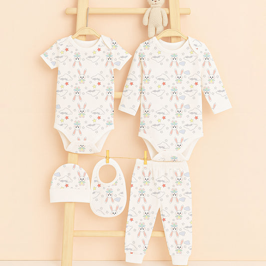 Baby Essential Gift Set | Baby Clothing Gift Combo | Pack of 5 | Bunny