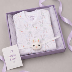Organic Cotton New Born Baby Full Body Romper | New Born Baby Clothing | Bunny | 0-12 Months ( 1 Free Rakhi )