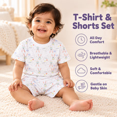 T-Shirt & Shorts Co-ord Set for Kids | Elegant & Comfortable Summer Wear | Organic Cotton Clothing Set | Bunny | Pack of 1