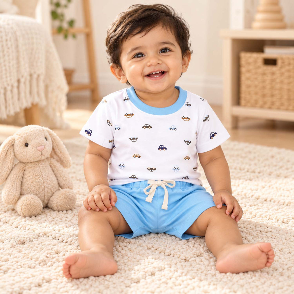Kids Organic Cotton Co-Ord Set | T-Shirt & Shorts | Car