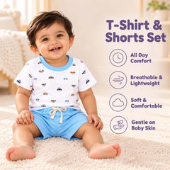 Kids Organic Cotton Co-Ord Set | T-Shirt & Shorts | Car