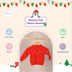 Winter Warm Woollen Full Sleeve Sweater For Baby | Multicolor Flowers | Pack of 1