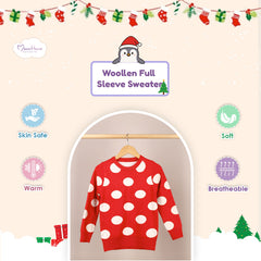 Winter Warm Woollen Full Sleeve Sweater For Baby | Red Dot | Pack of 1
