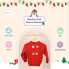 Winter Warm Woollen Full Sleeve Sweater For Baby | Flower | Pack of 1