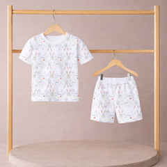 T-Shirt & Shorts Co-ord Set for Kids | Elegant & Comfortable Summer Wear | Organic Cotton Clothing Set | Bunny | Pack of 1
