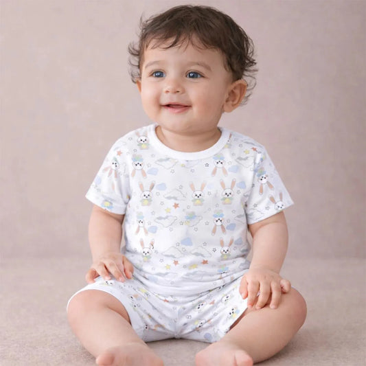 T-Shirt & Shorts Co-ord Set for Kids | Elegant & Comfortable Summer Wear | Organic Cotton Clothing Set | Bunny | Pack of 1