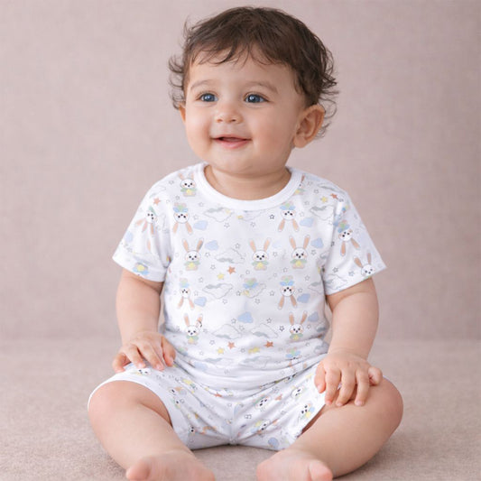 T-Shirt & Shorts Co-ord Set for Kids | Elegant & Comfortable Summer Wear | Organic Cotton Clothing Set | Bunny | Pack of 1