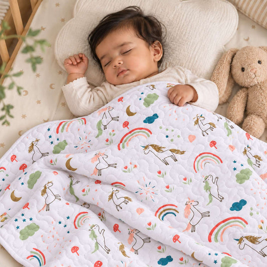 Ac Quilt Blanket cum Bedspread | 0-3 Years | 100X120 cm | Machine Washable | Unicorn