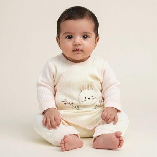 Organic Cotton Full Body Winter Romper for Babies | Soft & Warm Baby Romper | 0-6 Months | Pack of 1