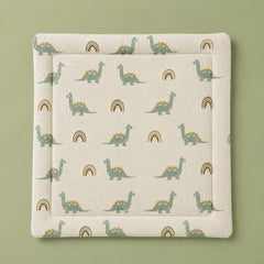 Organic Cotton Knitted Baby Play Mat | Soft Cushioned & Padded Mat for Newborns, Infants & Toddlers | Dino Print | 80 x 100 cm