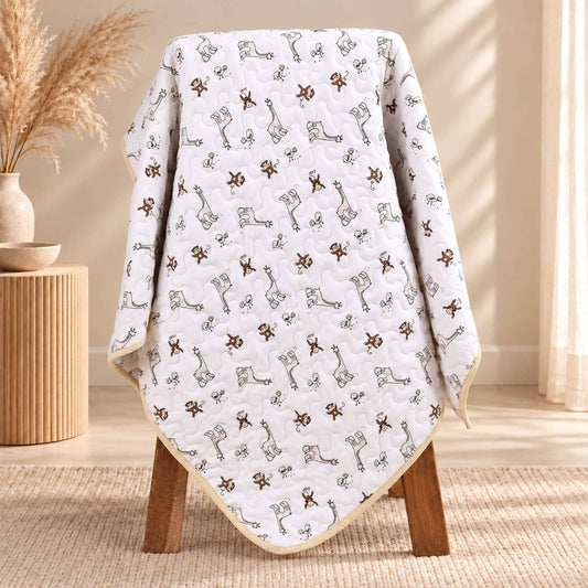 Ac Quilt Blanket cum Bedspread | 0-3 Years | 100X120 cm | Machine Washable | Jungle