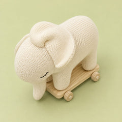 Knitted Soft Toy with Wooden Cart | Baby Gift & Nursery Toy