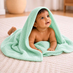 Baby Super Soft Absorbent Muslin 6 Layer wash Towel | 100X100 CM | 0-3 Years | Pack of 1