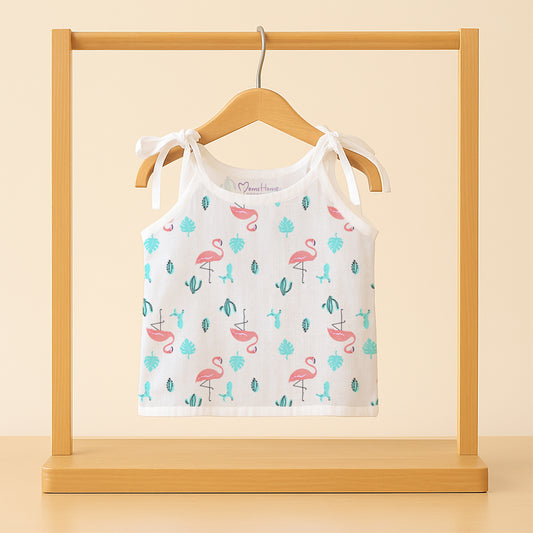 Baby Organic Cotton Knot type Jhabla | Flamingo