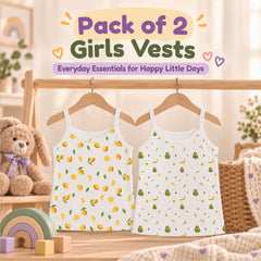 Baby Girl Vest | Soft Organic Cotton Sleeveless Top For Newborn, Infant & Toddler Girls | Pack of 2