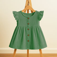 Organic Cotton Girls Frock | Comfortable & Stylish Ribbed Frock For Toddlers | Pack of 1