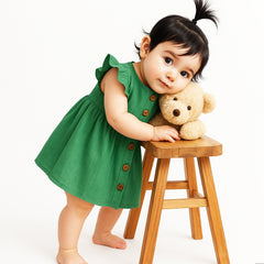 Organic Cotton Girls Frock | Comfortable & Stylish Ribbed Frock For Toddlers | Pack of 1