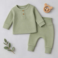 Ribbed Organic Cotton Co-ord Set For Newborn, Infant & Toddler Baby | Soft & Breathable Baby Outfit | Baby Dress | 0-12 Months