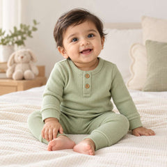 Ribbed Organic Cotton Co-ord Set For Newborn, Infant & Toddler Baby | Soft & Breathable Baby Outfit | Baby Dress | 0-12 Months