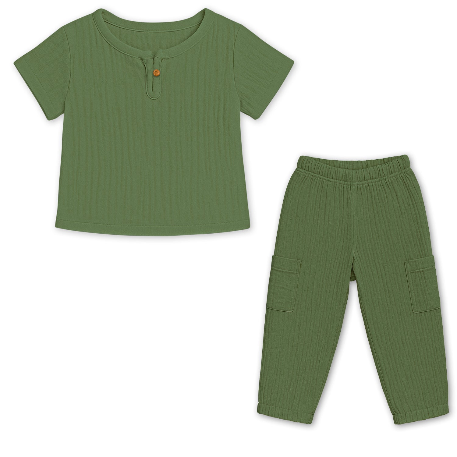 T-Shirt Pant Co-ord Set for Kids Elegant Comfortable Summer Wear Organic Cotton Clothing Set Pack of Green 1-2 Years