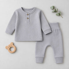 Ribbed Organic Cotton Co-ord Set For Newborn, Infant & Toddler Baby | Soft & Breathable Baby Outfit | Baby Dress | 0-12 Months