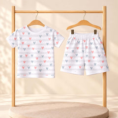 T-Shirt & Shorts Co-ord Set for Kids | Elegant & Comfortable Summer Wear | Organic Cotton Clothing Set | Little Heart | Pack of 1