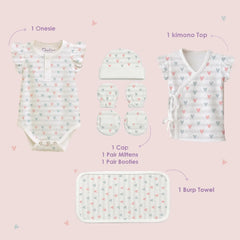 Organic Cotton Newborn Baby Clothing Set | Baby Shower Gift Hamper | 0-3 Months | Pack of 6