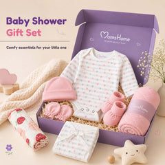 Organic Cotton Baby Essentials Gift Set | Baby Shower Gift Hamper | Baby Clothing Gift Combo | Pack of 7