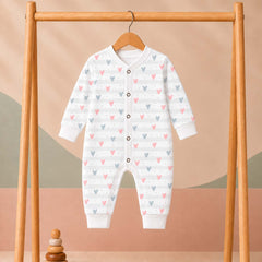 Organic Cotton New Born Baby Full Body Romper | New Born Baby Clothing | Little Hearts | 0-12 Months | Pack of 1