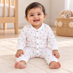 Organic Cotton New Born Baby Full Body Romper | New Born Baby Clothing | Little Hearts | 0-12 Months | Pack of 1