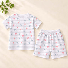 T-Shirt & Shorts Co-ord Set for Kids | Elegant & Comfortable Summer Wear | Organic Cotton Clothing Set | Little Heart | Pack of 1