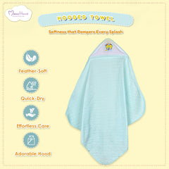Ultra Soft Cotton Baby Hooded Towel  - Green - 70x70 cm ( 0-3 Months )