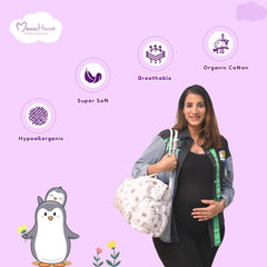 Organic Cotton Baby Essentials Gift Set | Baby Shower Gift Hamper | Towel & Swaddle Combo | 0- 1 Years | 5 Items