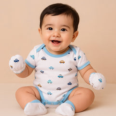 Organic Cotton Essential Gifting Set For Raksha Bandhan | Moms Home Newborn Baby Clothes Gift Set | 0-6 Months | Pack of 5