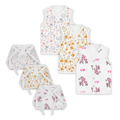Jhabla and Nappy for New Born Baby | Baby Unisex Organic Cotton Muslin Jabla and Langot Set | Sleeveless Button Vest | Bloom, Blossom, Pink Giraffe | Pack of 3