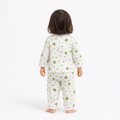 Organic Cotton Full Sleeve Baby Co-Ord Set | Soft Baby Shirt & Pant Set | Breathable Nightsuit / Sleepsuit for Infants & Toddlers | Avocado | Set of 1