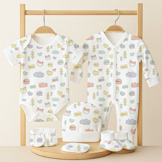 Baby Home Coming Outfit Set | Baby Shower Gift Hamper | Baby Essential Clothes Set | Joyworld | 0-3 Months | Pack of 7