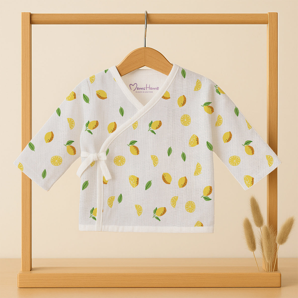 Kids Muslin Front Open Kimono | Lemon
