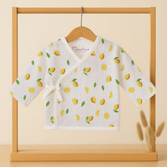 Kids Muslin Front Open Kimono | Lemon