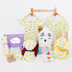 Organic Cotton New Born Baby Hospital Bag Kit | 0-6 Months | 19 Items | Lemon