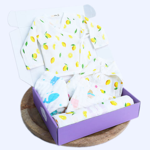Organic Cotton Muslin Gift Combo Set For New Born Baby | Pack of 6 | L ...
