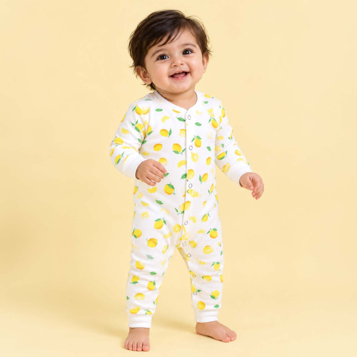 Kids Organic Cotton Full Body Romper | Lemon