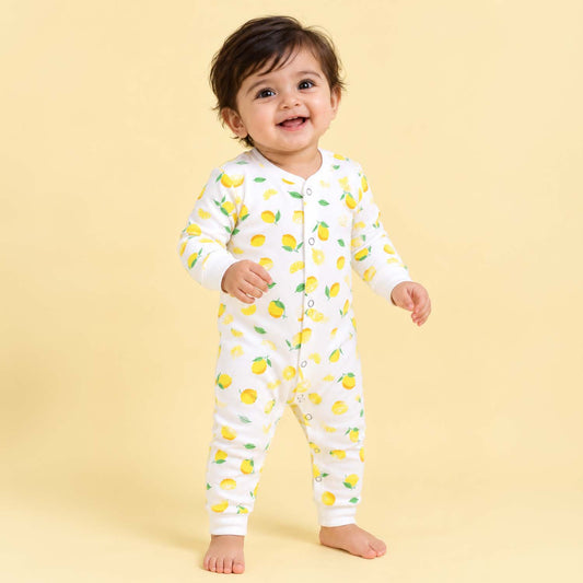 Kids Organic Cotton Full Body Romper | Lemon