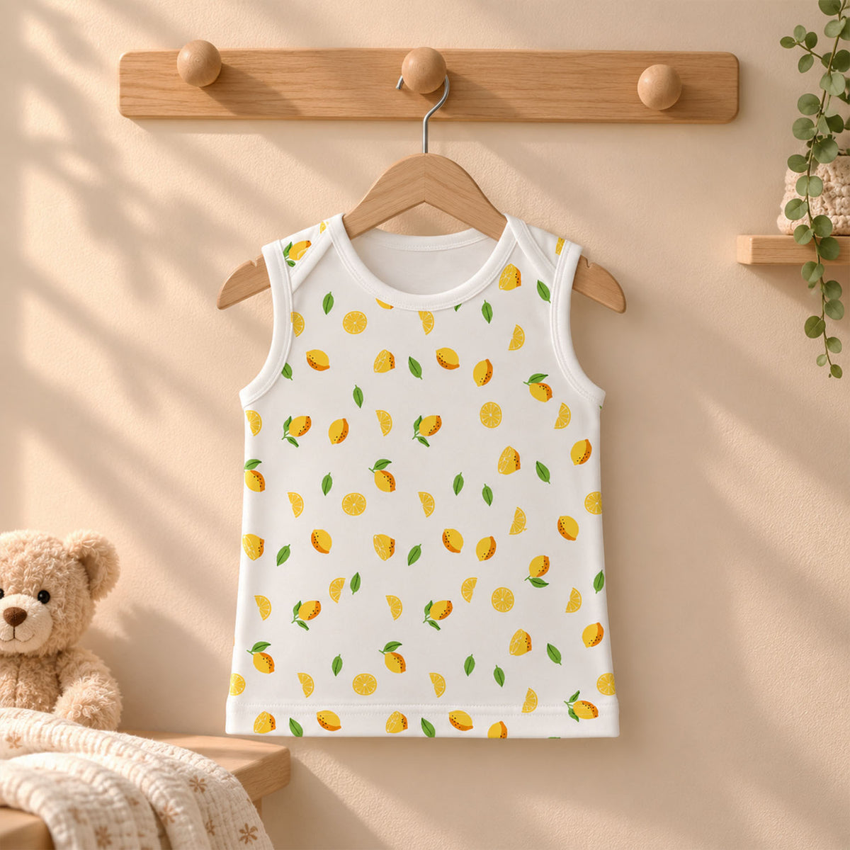 🎁 Baby Vest for Boys & Girls | Organic Cotton Baby Top For Newborns, Infants & Toddlers | Pack of 1 - Lemon / 12-24 Months